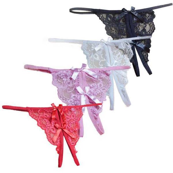 Femmes Sexy Dentelle String Ropa Intérieur Fourche Ouverte Brève Dame Tanga Arc Culotte Femme g string Adulte Jeux L230626