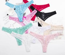 Tangas de encaje sexy para mujer, ropa interior, bragas, bragas para mujer, lencería con espalda en T