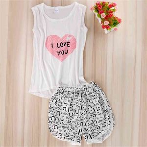 Dames Sexy Lingerie Cute Cartoon Pyjama's Nachtkleding Shirts + Shorts Ondergoed Nachtkleding Set Mouwloze Pyjama 210607