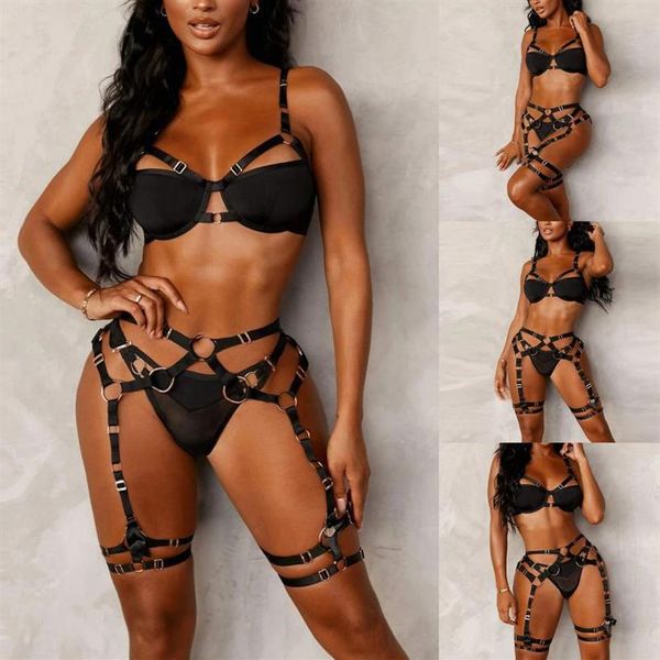 Femmes Sexy Lingerie Mode Noir Gothique Sauvage Porno Ensemble Dentelle Support En Acier Jarretière Cosplay Lenceria Eroica Sous-Vêtements Soutiens-gorge Sets2906