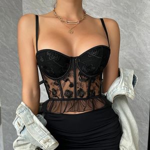 Femmes Sexy Lingerie serré gilet uniforme Badydoll transparent dentelle femme érotique Slip jarretière corps costume sexe sous-vêtements 240307