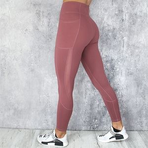 Femmes Sexy Mesh Patchwork Poches Latérales Leggings Booty Pantalon Crayon Gothique Push Up Leggings Gyms Butt Capris Mujer Legging T200606