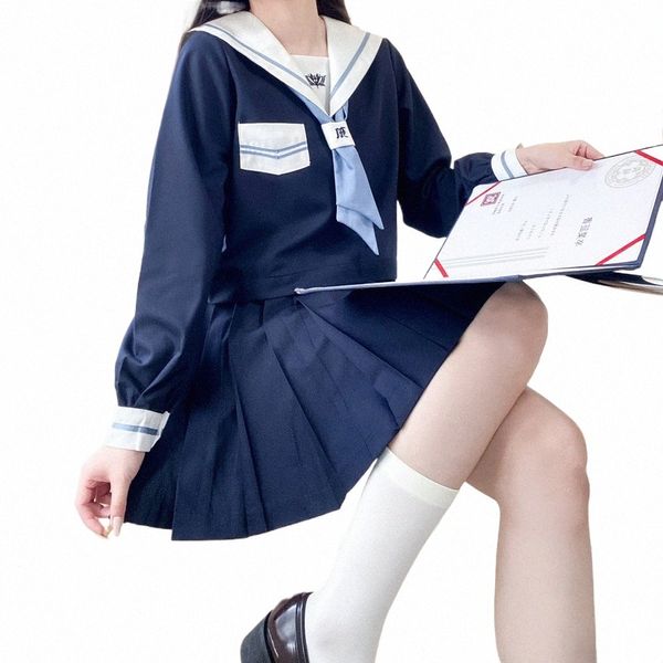 Mujeres Sexy Navy JK Traje Uniformes escolares japoneses S-XL Dr Ropa de estudiante Traje de niñas Blusa de marinero Falda plisada Conjunto Corea N8SW #