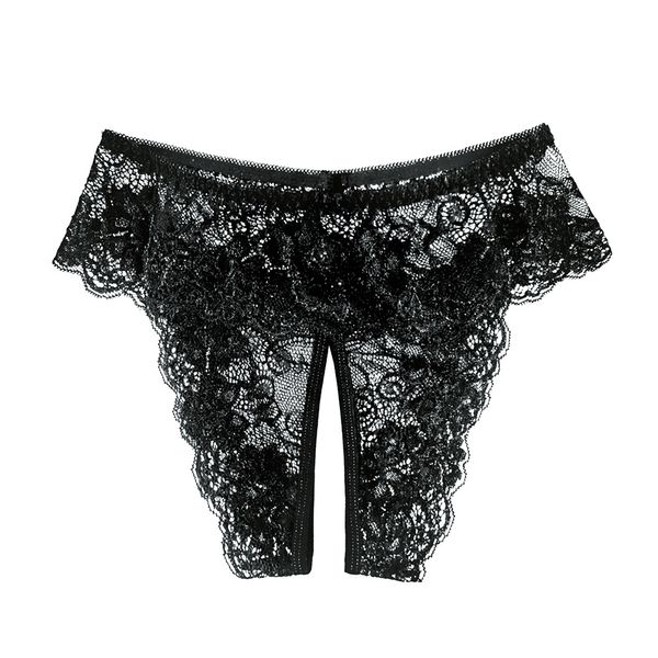 Bragas sexis para mujer, calzoncillos de encaje floral, tangas, ropa interior, pantalones con entrepierna abierta, talla grande