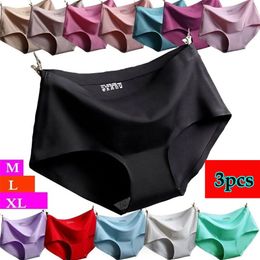 Femmes Sexy culottes glace soyeux sous-vêtements sans couture Triangle grands mètres de slips féminins culotte rose 220512