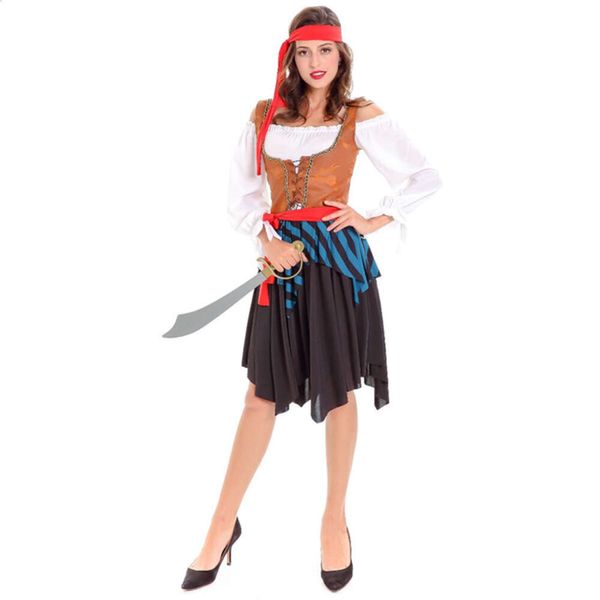 Costume de Pirate Sexy pour femmes, robe fantaisie de fête d'halloween pour adultes, Cosplay, mascarade