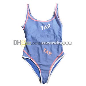 Traje de baño Sexy de realce para mujer, traje de baño transpirable con espalda descubierta y estampado de letras, ropa de playa de diseñador, trajes de baño reversibles