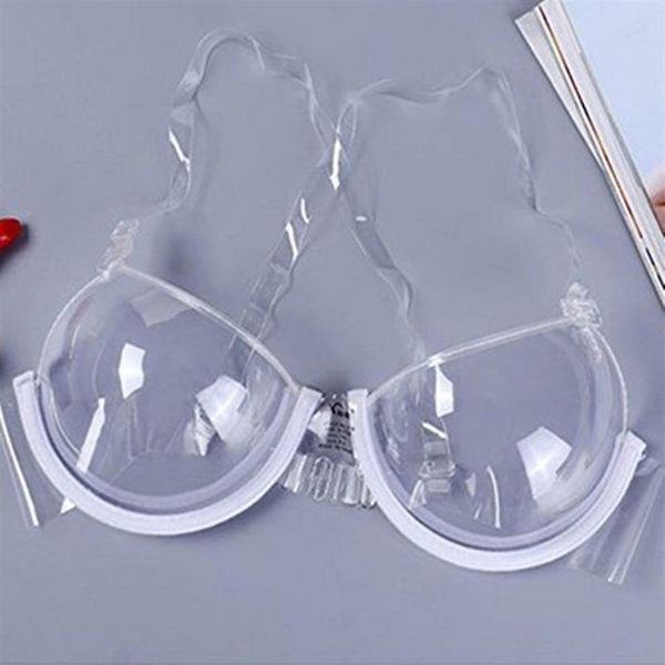 Mujeres Sexy Lencería push-up sujetadores ropa interior TPU PVC transparente sujetador correas ultrafinas Invisible Bras2213