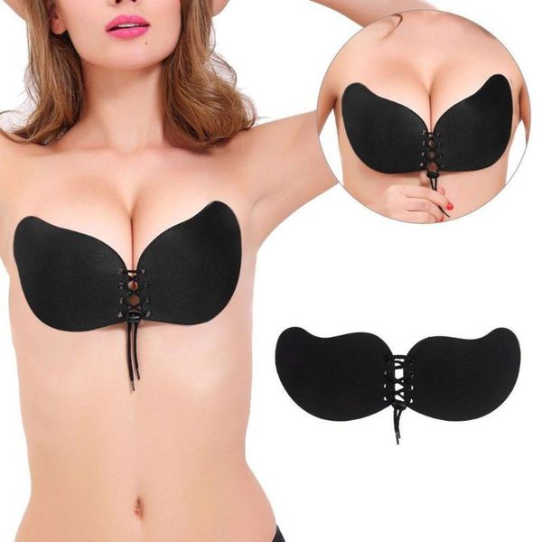 Femmes Sexy sans bretelles soutiens-gorge dames lifting instantané Invisible Silicone Push Up mangue soutien-gorge femme mode couleur unie Bras1314d