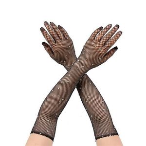 Femmes sexy mince creux de forage flash creux de pêche net cosplay halloween balle fête de nuit accessoires de pole dance gants