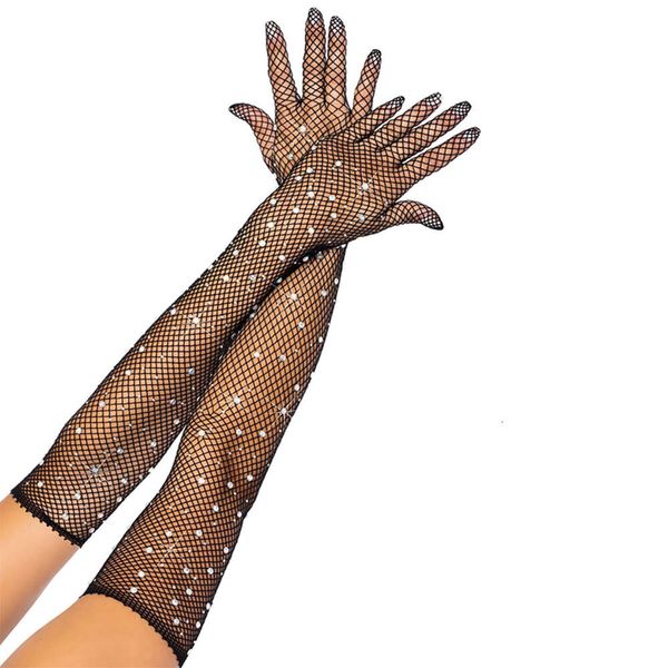 Filet de pêche pour femmes, Sexy, fin et creux, grille de perçage Flash, Cosplay, Halloween, fête, discothèque, pôle, accessoires de danse, gants