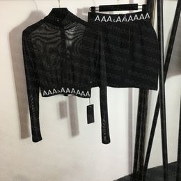 Vestido ajustado sexy para mujer Camisetas de malla de moda Vestido de dos piezas de diseñador Vestidos de jacquard con letras