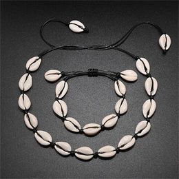 Dames schelpen kettingen armbanden natuurlijke zeeconch vlecht ketting choker armbanden charmes sieraden meisje vriendschap geschenken handgemaakt