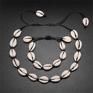 Femmes coquillages Colliers Bracelets Natural Sea Conch Chain Chain de cou Brât