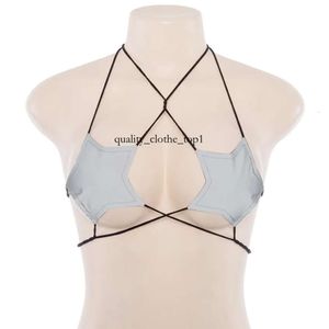 Vrouwen Glanzende metalen ster Strappy Tube Crop Top Sexy Camisole Halter Rave Wrap rond Bandeau Bra Lace Up Bralette Tank Zwart Witte Bikini Summer Beachwear 708