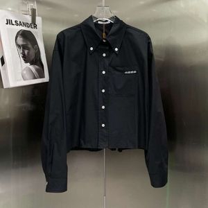 Dames Shirt Designer Blouse Mode Borstzak Letterborduurwerk Grafische shirts Casual losse zwarte katoenen shirttops