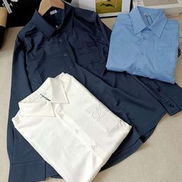 Camisa de mujer, blusa de diseñador para hombre, moda para mujer, bordado de letras, camisas gráficas, chaqueta informal holgada con botones de algodón, top