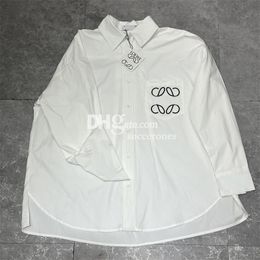 Chemise blanche décontractée pour femmes, hauts à manches longues avec lettres brodées, chemise de luxe de styliste