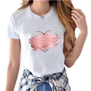 Femme chemise amour graphique imprimé mode décontracté mignon 90s tees dame tops vêtements à manches courtes t-shirts femelles t-shirt