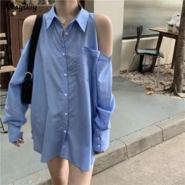 Chemises pour femmes rayures à manches longues OffshoLder à la mode harajuku streetwear ulzzang allmatch teen décontracté bf style s3xl 240407