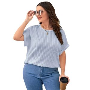 Vrouwen shirts plus maat XL-5XL tops korte mouw crew nek tops casual blouses