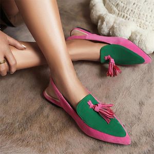 Femmes chaussures 2023 nouveau été gland décontracté boucle Mueller orteils pointus couleur mixte femmes appartements sandales taille 43 Dropshopping