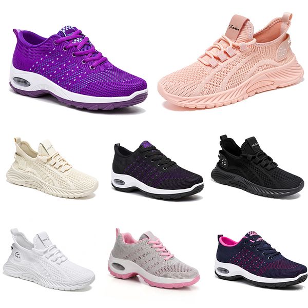 Chaussures pour femmes hommes randonnée courir de nouvelles chaussures plates Soft Sole Fashion Purple blanc noir confortable Couleur sportive Blocage Q99-1 Gai 745 WO