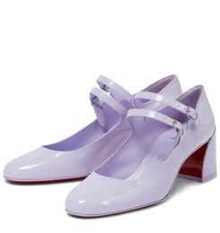Chaussures femmes sandales marque escarpins chaussure en cuir talons hauts Miss Jane 55mm escarpin en cuir verni Mary Jane Double sangle talon bloc