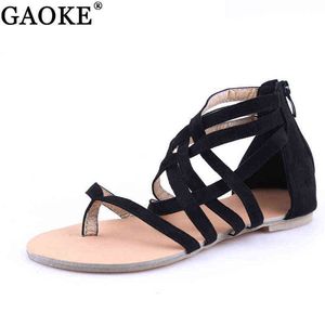 Dames schoenen sandalen comfort sandalen zomer slippers mode mode hoogwaardige cross riem plat sandalen gladiator sandalia new J220527