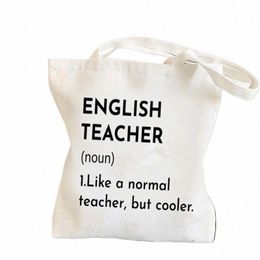 Femmes Shopper Sacs à main Professeur d'anglais comme un enseignant normal Stockage environnemental Réutilisable Toile Sac fourre-tout Sac d'école H6BA #