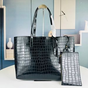 Sac à provisions pour femmes en cuir de crocodile grand sac fourre-tout décontracté sac à main à bandoulière pour femme sac à bandoulière sous les bras sacs de plage légers sac à main zippé détachable languette à pression magnétique