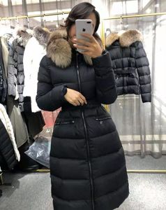 Femmes doudoune courte fermeture à glissière poches ceinture manteau chaud épais classique concepteur dame fourrure capuche longue hiver vêtements d'extérieur
