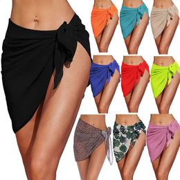 Vrouwen korte sarongs zwempak cover -ups strand bikini wrap pure rok chiffon sjaal cover -ups voor badmode 240426