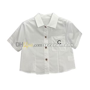 Blusas de manga corta para mujer, camiseta bordada con letras, blusa con cuello de solapa de verano, camisetas transpirables de estilo informal