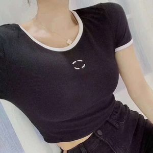 Mujeres Star de manga corta Mismo estilo Logotipo Diseñador de bordado Camisetas de punto
