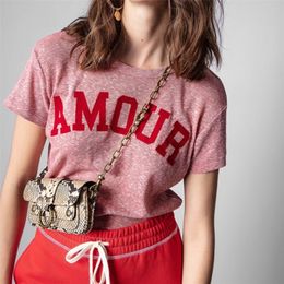 Femmes T-shirt à manches courtes Casual O-cou Coton Lettre Flocage Imprimé Femme T-shirts 220514