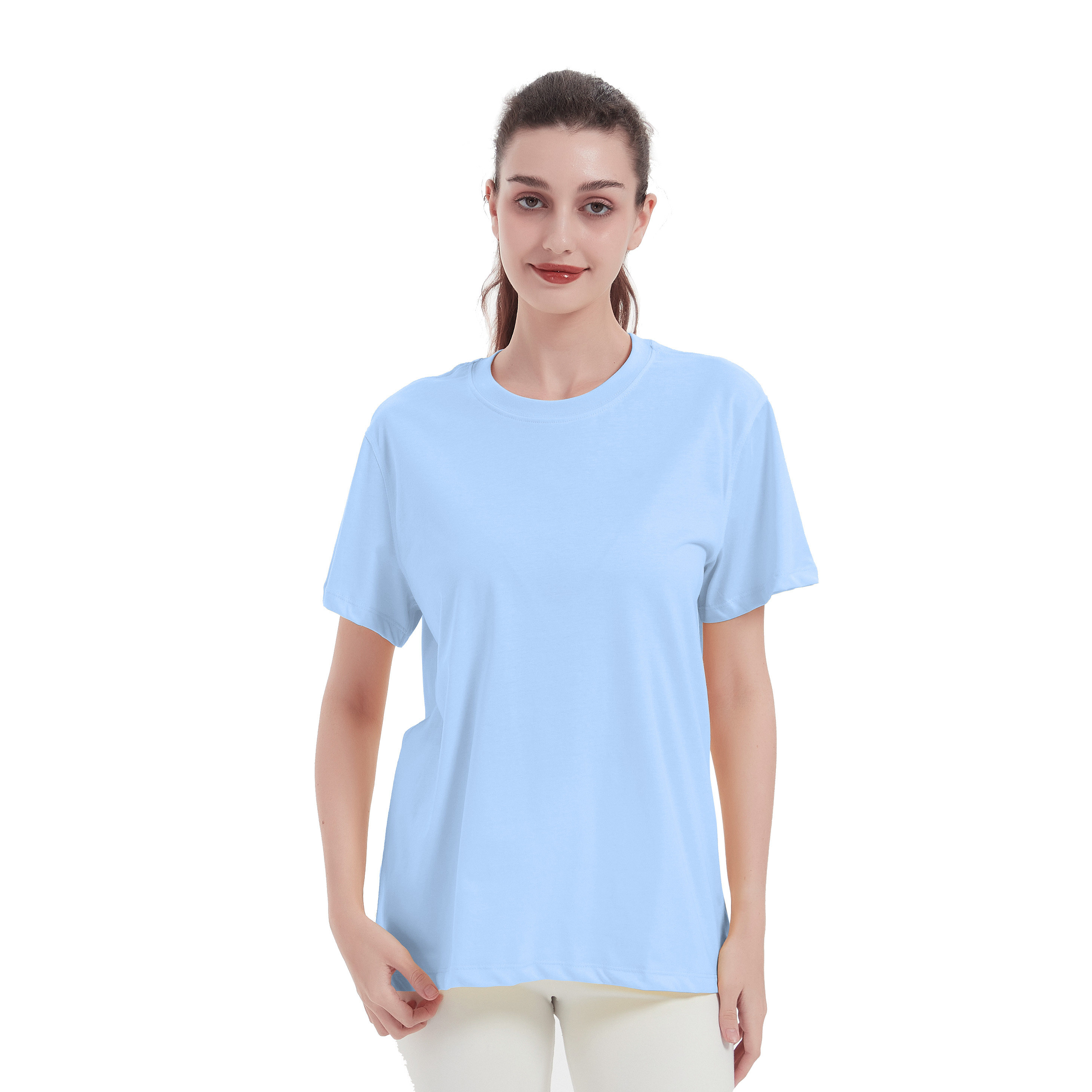 T-shirt a maniche corte da donna in cotone Top da corsa per yoga naturalmente traspirante Quick Dry Mesh Allenamento Collant sportivo Abbigliamento da palestra