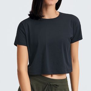 T-shirt à manches courtes pour femmes, sweat-shirt, haut court, débardeur, sans couture, sport d'entraînement, vêtements de gymnastique, jogging ample, tenue de yoga, séchage rapide