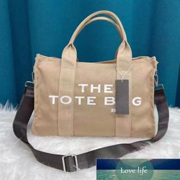 Bolso de hombro para mujer, bolso grande de lona con logotipo, estampado de letras marc, bolsos cruzados, bolso de compras de tela Ins279d