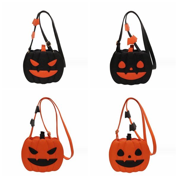 Bolso de hombro para mujer, bolso de hombro de cuero PU para Halloween, correa de cadena con forma de fiesta de calabaza aterradora negra, bolsos de vacaciones de alta calidad