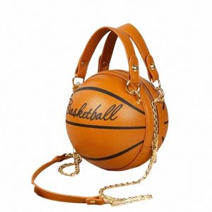 Sac à bandoulière pour femmes PU chaîne en cuir sac de basket-ball nouvelle lettre impression adolescents sac à main Fi sacs à bandoulière femme A3Lz #