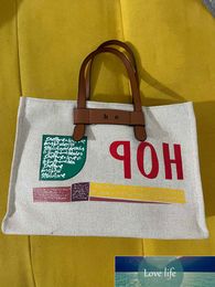 Bolso de mano de lona de gran capacidad para mujer, bandolera con estampado de letras, bolso informal de tela para mujer, bolsos de compras grandes