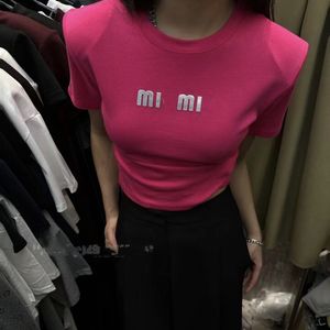 Vrouwen schouderpedekte logo letter afdrukken ontwerper korte mouw katoenen tee t-shirts