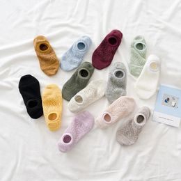 Vrouwen siliconen antislip onzichtbare sokken zomer effen kleur mesh enkel boot sokken vrouwelijke katoenen slipper geen show sok