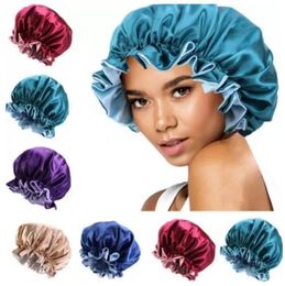 Bonnet de nuit en soie pour femme Bonnet de nuit double face Couvre-chef Bonnet de sommeil Bonnet en satin pour de beaux cheveux - Réveil parfait Vente d'usine quotidienne C1027