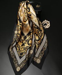 Bufanda de seda de mujeres 9090cm Crepe 100 Silk Buff real Sqaure Lady Head Soft Seash Hijab Femme Fashion55570884