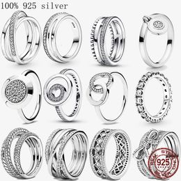 Vrouwen Zilveren Vinger Ringen voor Vrouwen Originele 925 Sterling Zilveren Cocktail Ring Geometrische Kubieke Zirkoon Hart Bruiloft Sieraden 240102