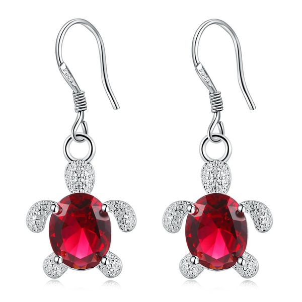 Boucles d'oreilles tortue en Zircon plaqué argent pour femmes, bijoux à crochet d'oreille