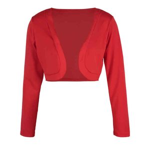 Cárdigan de estilo sencillo para mujer, ropa de Bolero ajustada de manga larga de Color sólido, jerséis informales, jerséis de talla grande S-xxxl