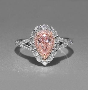 Bague de mariage en forme de goutte de diamant rose pour femmes, Simulation, Cute07740865